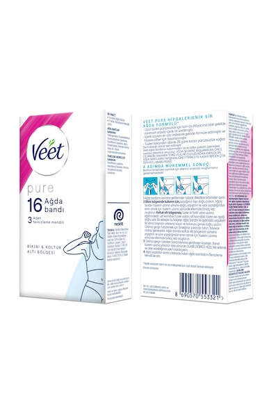 Veet Pure Hipoalerjenik Bikini ve Koltuk Altı Bölgesi Sir Ağda Bantları 16'lı