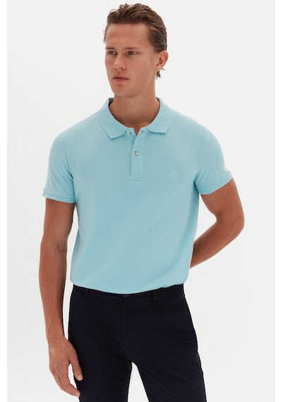 D'S Damat Ds Damat Regular Fit Aqua %100 Pamuklu Uzun Ömürlü Kıvrılmaz Polo Yaka Nakışlı T-shirt 4hc14ort51000 U00