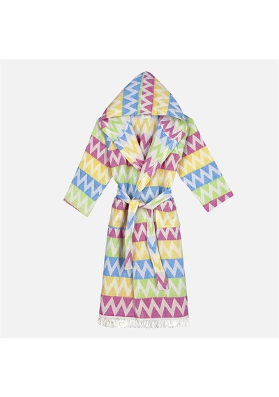 Zigzag Desenli Çocuk Peştemal Plaj Bornozu (494002474)