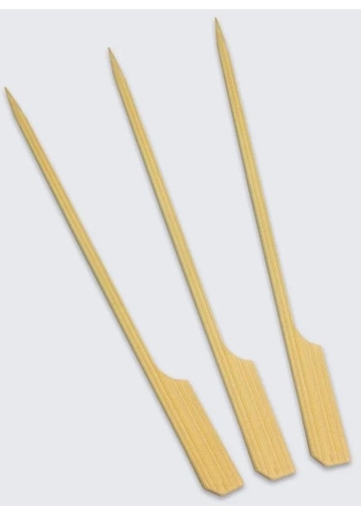 Ahşap Yassı Tutamaklı Saplı Çöp Şiş 100'lü 12 CM