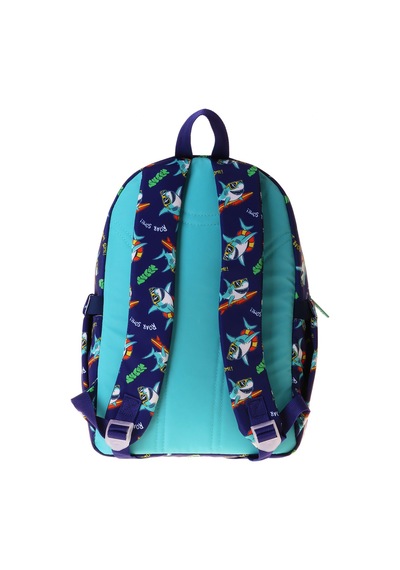 Kaukko Kids Erkek Çocuk Süpar Köpekbalığı Baskılı Okul Çantası - Yeşil - Lacivert - Surf - L5354 Çok Renkli