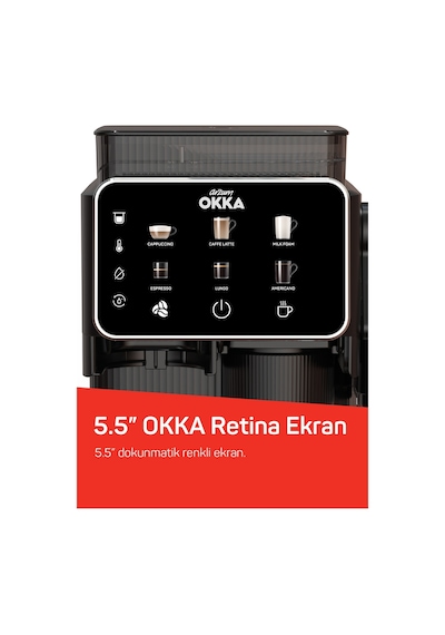 Arzum OK0047 Okka Barista Compact 1400 W Süt Hazneli 15 Bar Basınçlı Otomatik Espresso Makinesi