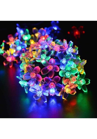 Çiçek Desenli Rgb Solar Aydınlatma-30 Ledli Güneş Enerjili Rgb Çok Renkli Bahçe Aydınlatması 5 M