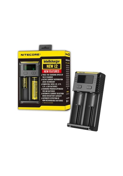 Nitecore NEW İ2 Kablolu Pil Şarj Cihazı + Efest IMR18650 2500 mAh Pil + Orion 1865 Pil Kutusu