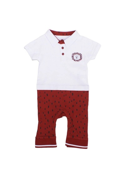 Bebegen Erkek Bebek Beyaz Bordo Polo Yakalı Çıt Çıtlı Tulum Çok Renkli