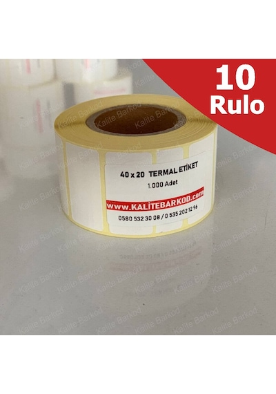 40X20 Termal Etiket 10 Rulo Barkod Etiket Kalite Barkod