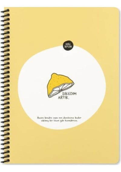 Hisli Şeyler Spiralli Defter 16,5x22,5 Cm 80 Yp Çizgili - Sıkıldım Artık