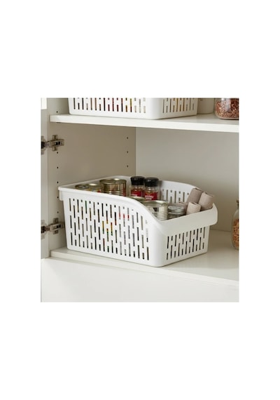 Orehome Büyük Boy Dolap İçi Düzenleyici Sepet - Açık Ön Erişimli Mutfak Ve Kiler Organizeri 20x29x13 Cm Beyaz