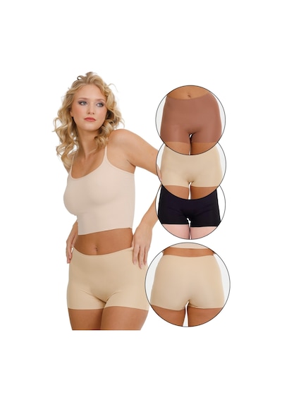 Sensu Lazer Kesim Yüksek Bel Şort 3'lü Set Model-1 Metalik