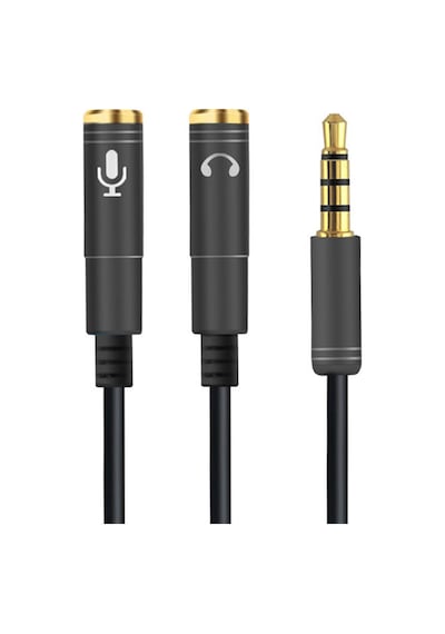 Mikrofon ve Kulaklık Ayırıcı 3.5mm Y Kablo Siyah