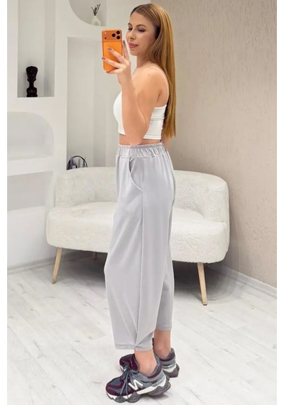Fiolin Soft Touch Modal Kumaş Şalvar Pantolon gri