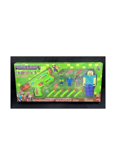 Minecraft Temalı Dart Fırlatıcı Oyuncak Seti Figürlü Ve Köpük Dart Mermili Eğlenceli Oyun Seti