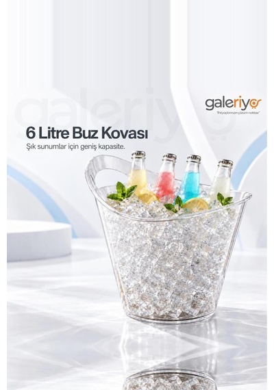 Galeriyo 6 Lt. İçecek Ve Buz Kovası Taşınabilir Seffaf Şeffaf
