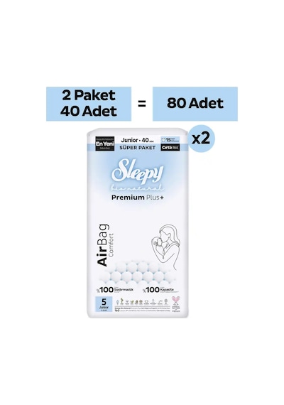 Sleepy Bio Natural Premium Plus Airbag Comfort Avantaj Paketi Bebek Bezi 5 Numara Junior 80 Adet