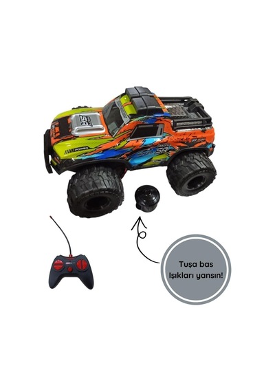 1:16 Ölçek Cross Country Işıklı Off-road Rc Araba Uzaktan Kumandalı, 3 Renk Seçenekli Turuncu