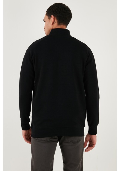 Buratti Pamuklu Relaxed Fit Yarım Fermuarlı Dik Yaka Erkek Sweat 5901232 Siyah