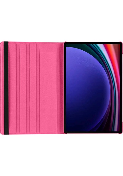 Galaxy Uyumlu  Tab S9 Ultra Sm-x910 Dönebilen Standlı Kılıf Koyu Pembe Kapaklı Kılıf