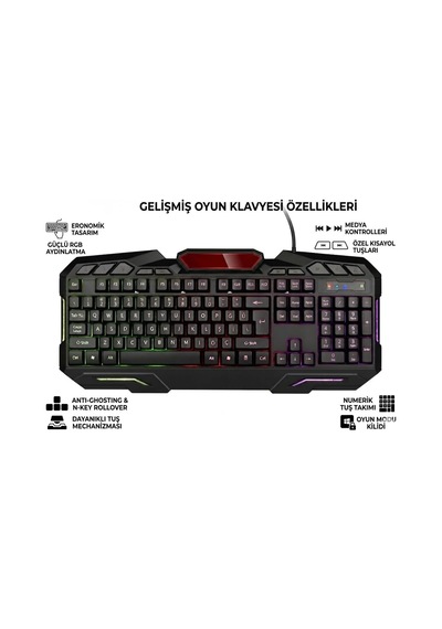 Rgb Mekanik Oyuncu Klavyesi, 104 Tuş, Usb Type-c Kablolu, Gaming Keyboard
