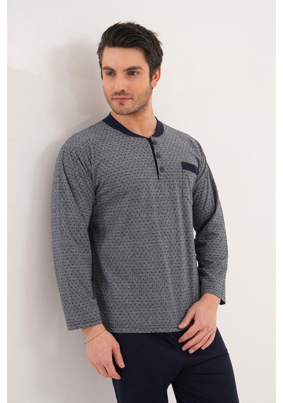 Markalinda 3134 Lacivert Büyük Beden Erkek Pijama Takımı Lacivert