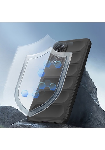 Oppo A60 Kılıf Esnek Tpu Oyuklu Arka Yüzey Tasarımlı Zore Etnik Silikon Kapak Lacivert