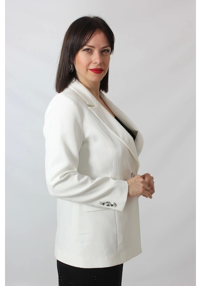 Moda Berray 1905 Beyaz Kadın Büyük Beden Blazer Ceket Beyaz