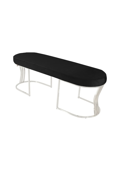 Viego Silver Smooth- Siyah Kapitoneli Model Puf & Bench & Koltuk- Oturak-uzun Makyaj Puff-yatak Odası Ucu &önü