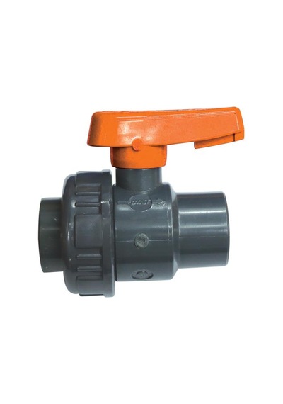 Ball Valve 1 1/2". Single  Union Bspp. Plastic. Grey