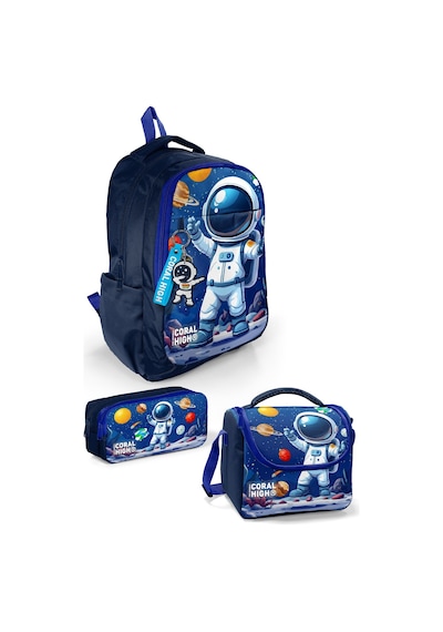 Coral High Kids Lacivert Astronot Desenli 3 Lü Okul Çanta Seti Set0133252