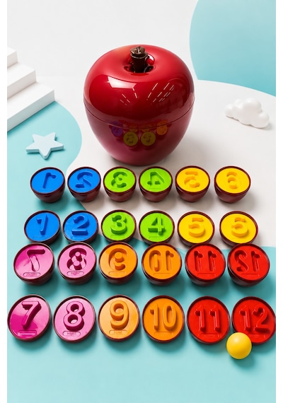 Elma Kutusu Sayı Ve Şekil Eşleştirme Oyuncağı 12 Parça Okul Öncesi Eğitici Montessori Set 3+ Yaş