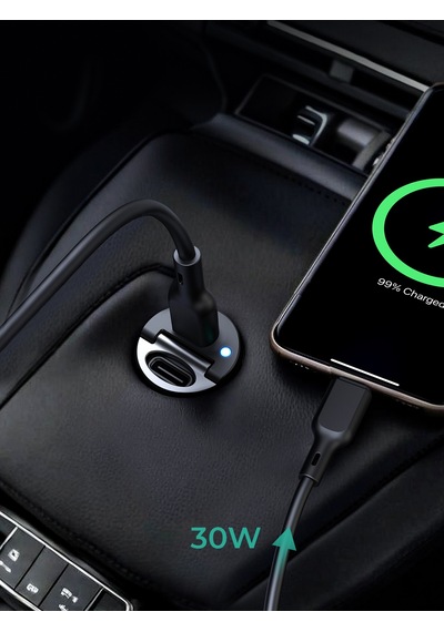 Aukey Cc-a4-bk 30w 2 Port Type-c Pd Destekli Araç Şarj Cihazı - Siyah