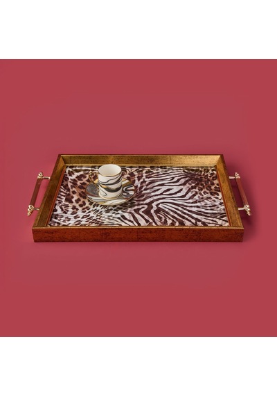Kitchen Leopar Desenli Akrilik Tepsi - Renkli - 49 Cm Çok Renkli