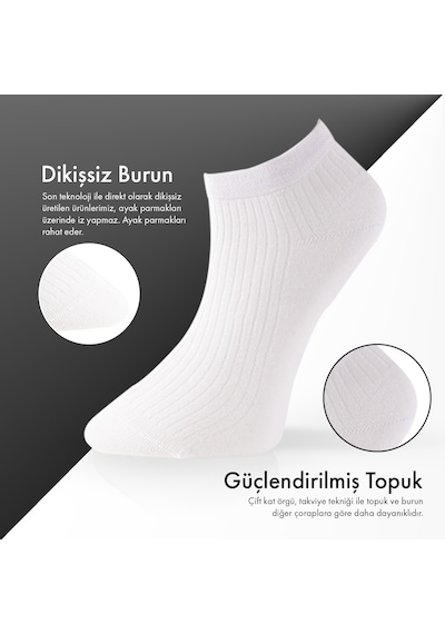 Lion Monroe Saf Bambu Erkek Patik Düz Kısa Beyaz Çorap Dikişsiz Premium Kutulu 6'lı L5952aznp Softaura