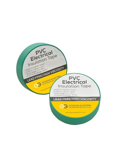 Yeşil Elektrik İzolasyon Bandı - 10 Adet 0.13 Mm Kalınlık 18 Mm Genişlik