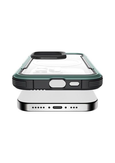 Apple Uyumlu iPhone 16 Kılıf Magsafe Şarj Özellikli Airbagli Raptic Shield Serisi Şeffaf Arka Yüzey Kapak Yeşil