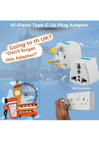 Kyrotech Tip G, İngiliz Adaptör Fişi, Hindistan, İngiltere, Dubai, Hong Kong, Singapur, Kıbrıs Fişi, Hac, Umre , 2 Ve 3 Uçlu Seyahat Fiş Çevirici Dönüştürücü Priz, Uluslararası Güç Adaptörü