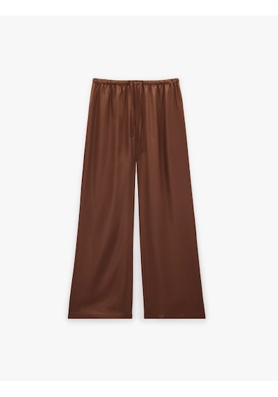 Koton Beli Bağlamalı Geniş Paça Saten Pantolon Kahverengi 6sak40087ew Kahve