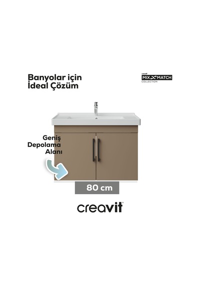 Creavit D20 80 Cm Kapaklı Lavabo Dolabı Dafne Melamin Kapak Demonte Dafne Creavit D20 80 Cm Kapaklı Lavabo Dolabı Dafne Melamin Kapak Demonte Dafne