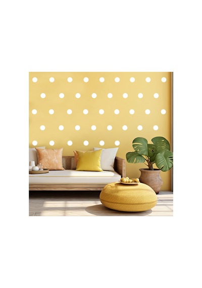 Beyaz Renkte Yuvarlak Puantiye Duvar Sticker Seti - 100 Adet - 5cm Nocolor-b435040d