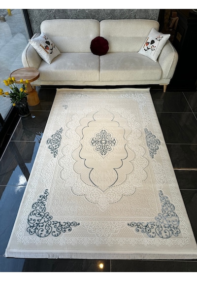 Gold Halı Salon, Oturma, Yatak Odası Halısı Desen Kodu Gd004-630 Turkuaz-krem