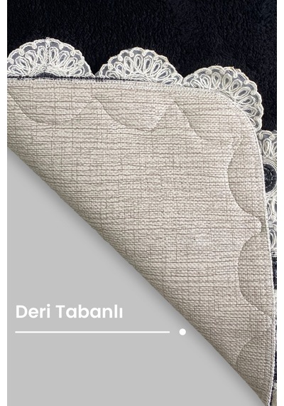 Gülruba Köşeli Beyaz Çeyizlik Dantelli 2'li Banyo Paspası Seti Kaymaz Tabanlı Klozet Takımı Beyaz