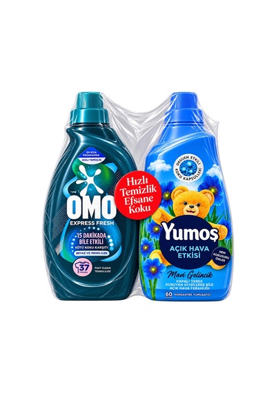 Omo Express Fresh Sıvı Deterjan Beyazlar Ve Renkliler 1480 Ml + Yumoş Açık Hava Etkisi Mavi Gelincik 1440 Ml Diğer