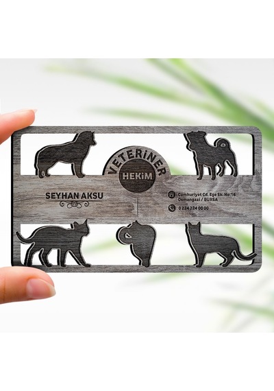 Kişiye Özel Mesleki veteriner Hekim Ahşap Kartvizit (Model 3-7) 5