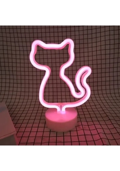 Hubrendy Emin Neon Kedi Masa Gece Lambası Pembe Işık 16022316