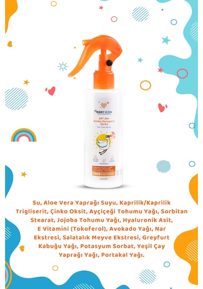 Baby Icon Doğal Güneş Spreyi Spf 50 200 Ml
