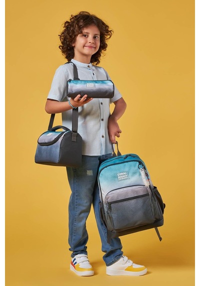 Coral High Kids Turkuaz Gri Batik 3 Lü Okul Çanta Seti Set0123768