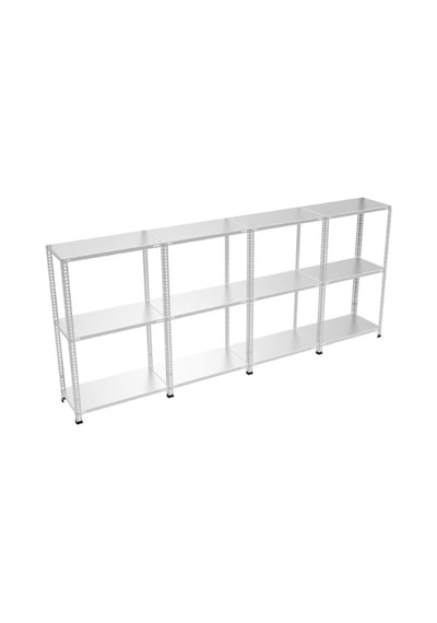 3 Katlı 4'lü Galvaniz Çelik Raf - Depo, Arşiv, Kiler, Dosya, Market Rafı 31x93x150cm Gri
