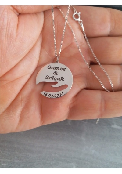 Gümüş Plaka El Kolye 453538433