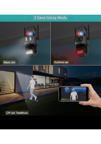 3 Kameralı Zoomlu İcsee Xmeye 4mp Ptz Akıllı Kamera