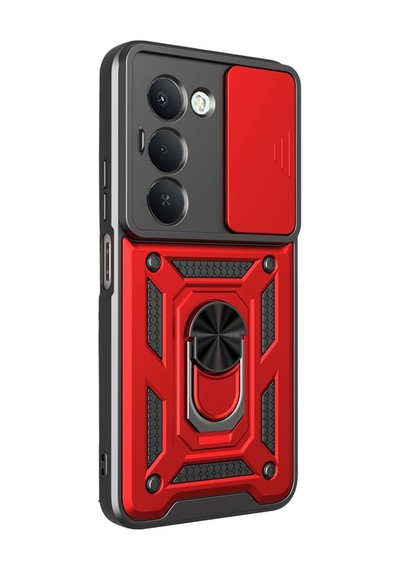 Redmi 15 4g Pars Lens Yüzüklü Silikon - Kırmızı Bz8683140909130