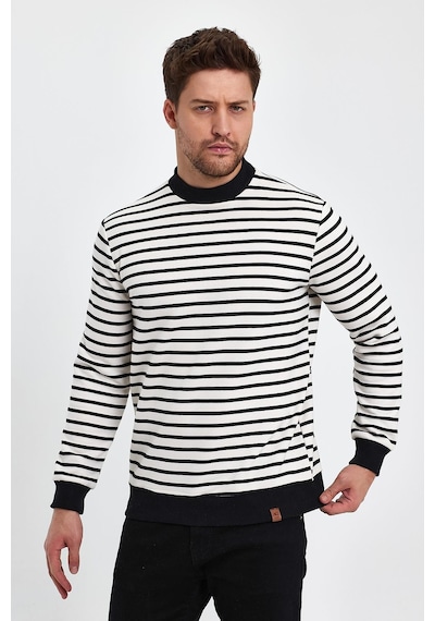 Alexander Gardi Alexandergardı Bisiklet Yaka Çizgili Sweatshirt E23-761a-erk Siyah - Beyaz